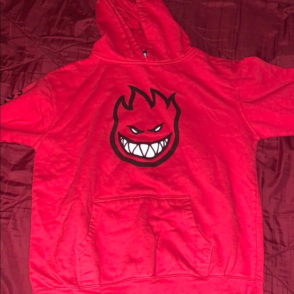 Red polyester spitfire hoodie